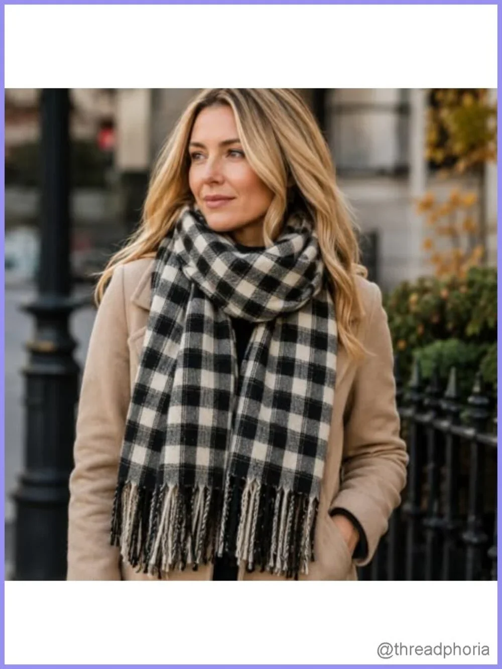 Winter Plaid Scarf Lightweight Soft Warm Shawl Wrap for Cold Weather Women Men